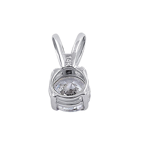Solid 14K White Gold 4.5MM Round Clear CZ Pendant