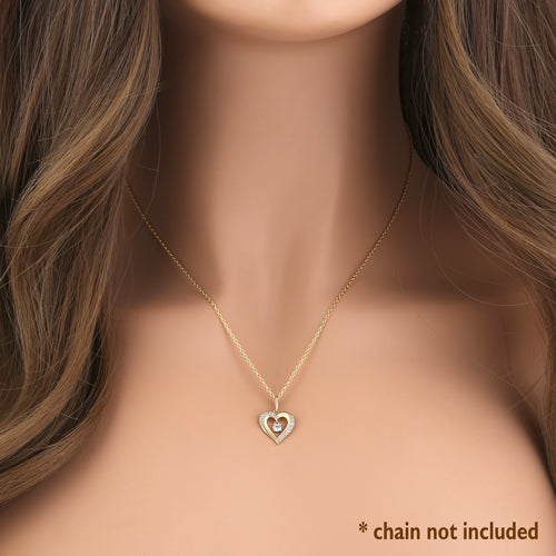 Solid 14K Yellow Gold Sparkling Heart CZ Pendant