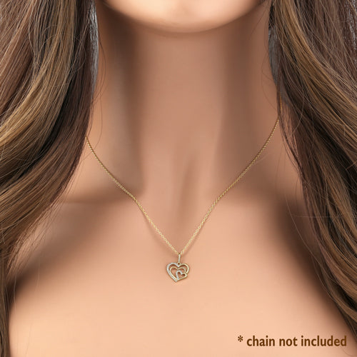 Solid 14K Yellow Gold Triple Heart CZ Pendant