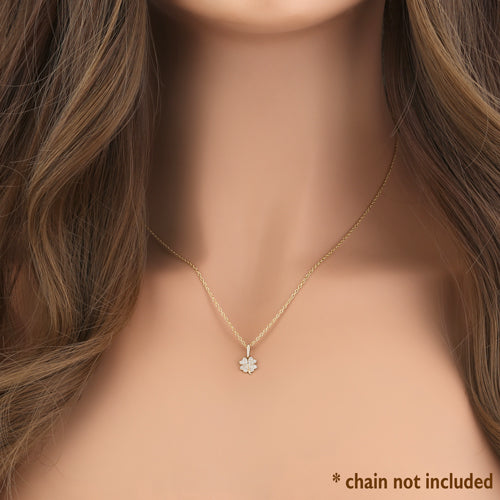 Solid 14K Yellow Gold Lucky Clover CZ Pendant