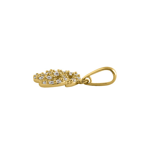 Solid 14K Yellow Gold Sparkling Flower CZ Pendant