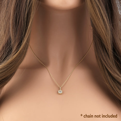 Solid 14K Yellow Gold Round Halo CZ Pendant