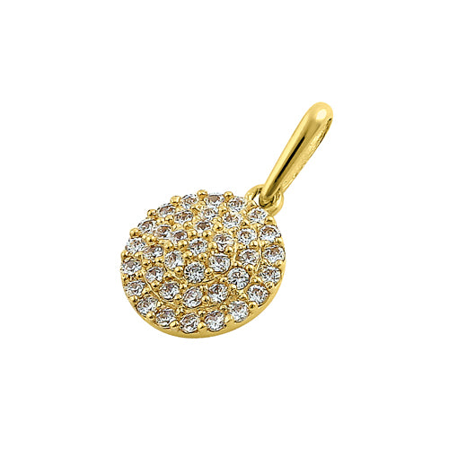 Solid 14K Yellow Gold Shield Pave CZ Pendant