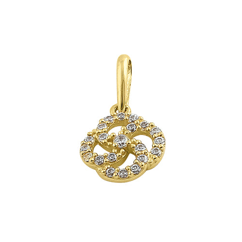 Solid 14K Yellow Gold Celtic Swirl CZ Pendant