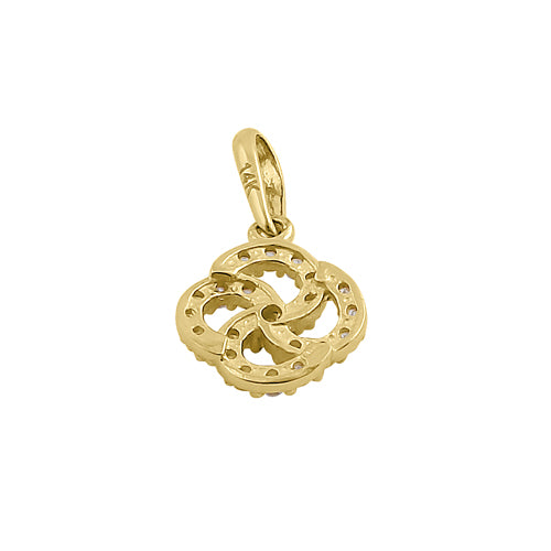 Solid 14K Yellow Gold Celtic Swirl CZ Pendant