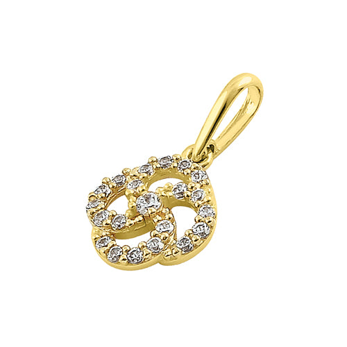 Solid 14K Yellow Gold Celtic Swirl CZ Pendant