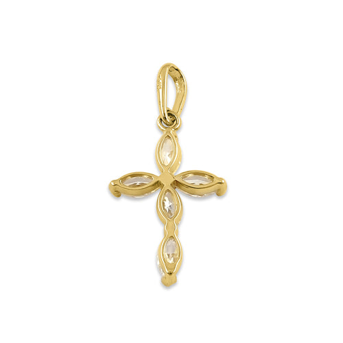 Solid 14k Gold Marquise Cross Pendant