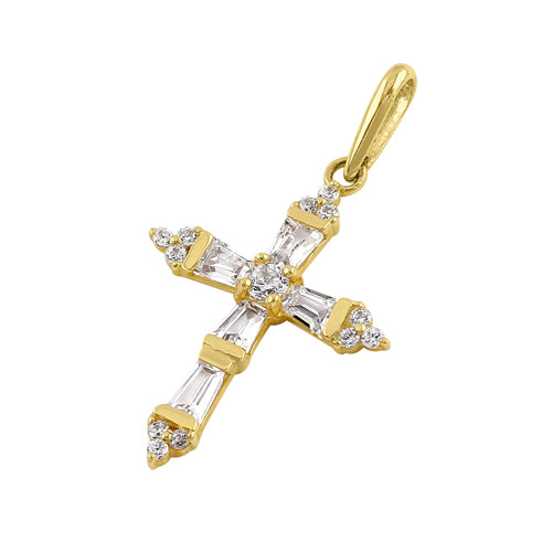 Solid 14k Gold Adorned Cross Pendant