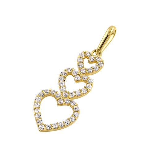 Solid 14k Gold Heart Tier CZ Pendant