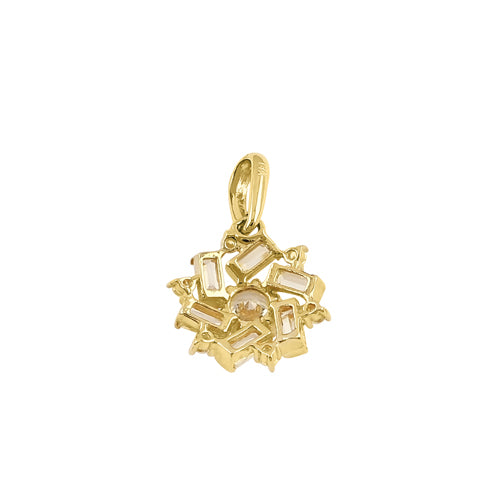 Solid 14k Gold Snowflake Flower CZ Pendant