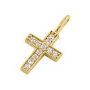 Solid 14k Gold Small Cross CZ Pendant