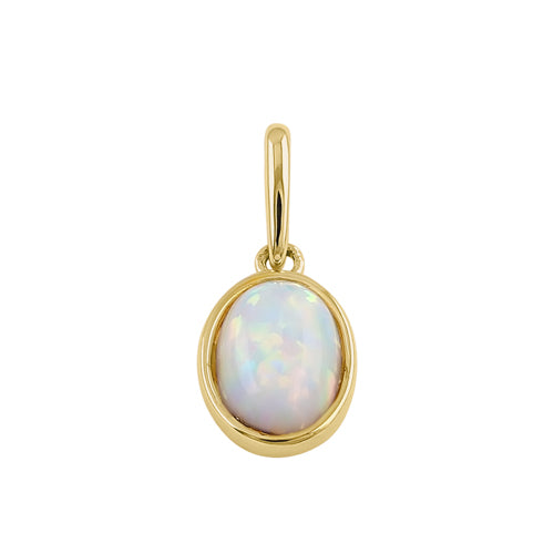 Solid 14k Gold Minimalist Oval Opal Pendant