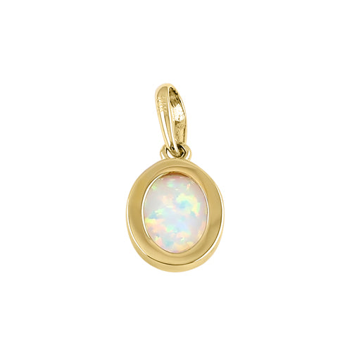 Solid 14k Gold Minimalist Oval Opal Pendant