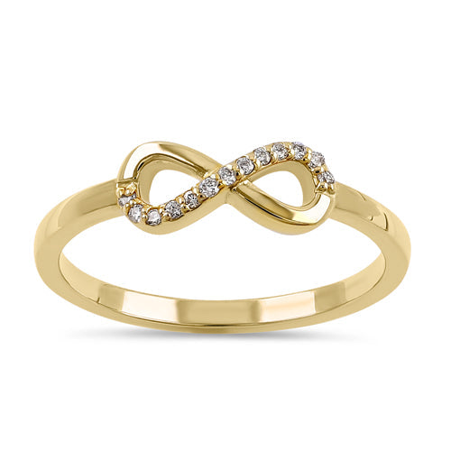 Solid 14K Yellow Gold Dainty Bow Diamond Ring