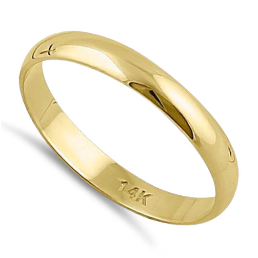 Solid 14K Yellow Gold 3mm Dome Wedding Band