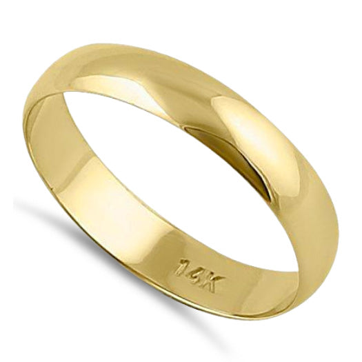 Solid 14K Yellow Gold 4mm Dome Wedding Band