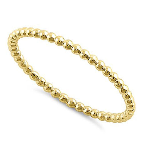 Solid 14K Yellow Gold Thin Beaded Ring