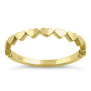 Solid 14K Yellow Gold Hearts Ring