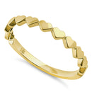 Solid 14K Yellow Gold Hearts Ring