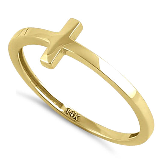 Solid 14K Yellow Gold Cross Ring