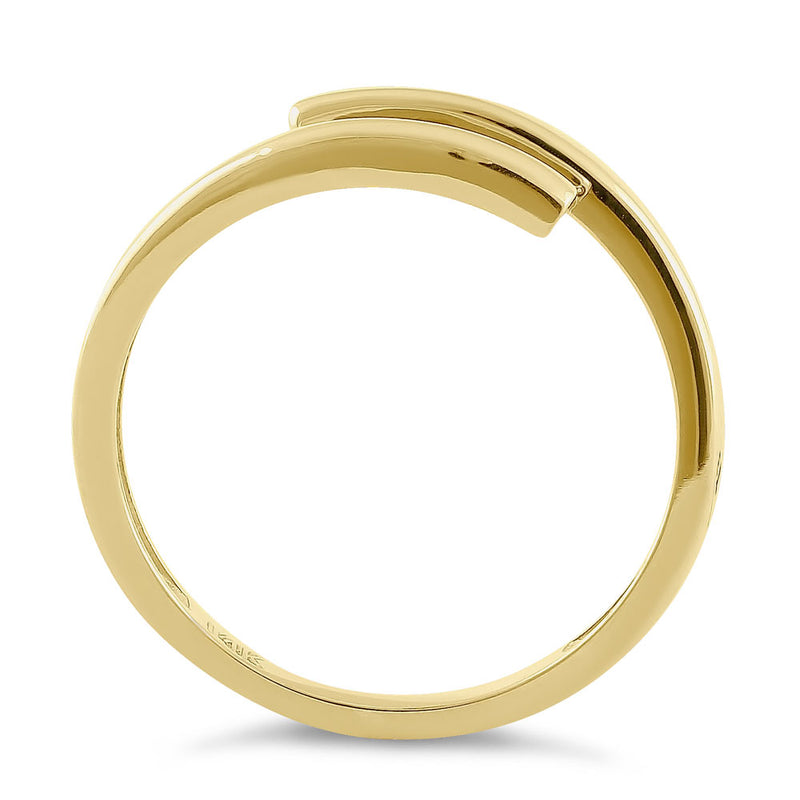 Solid 14K Yellow Gold Crossover Ring