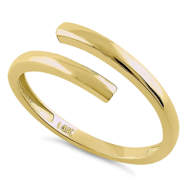 Solid 14K Yellow Gold Crossover Ring