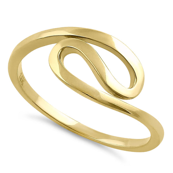 Solid 14K Yellow Gold Hieroglyphical Wave Ring