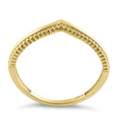 Solid 14K Yellow Gold Beaded V Shape Ring