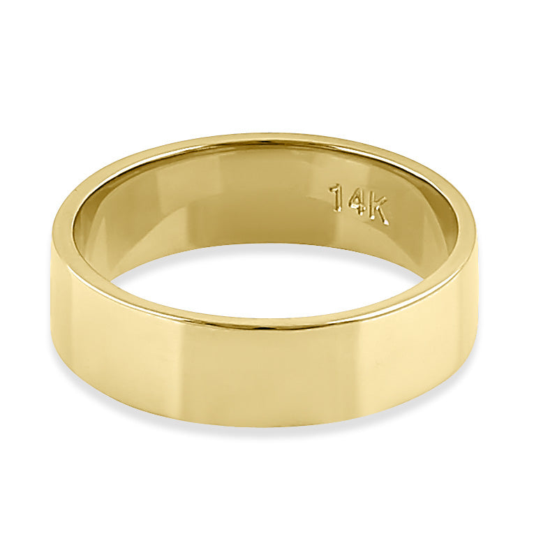 Solid 14K Gold 5mm Flat Wedding Band