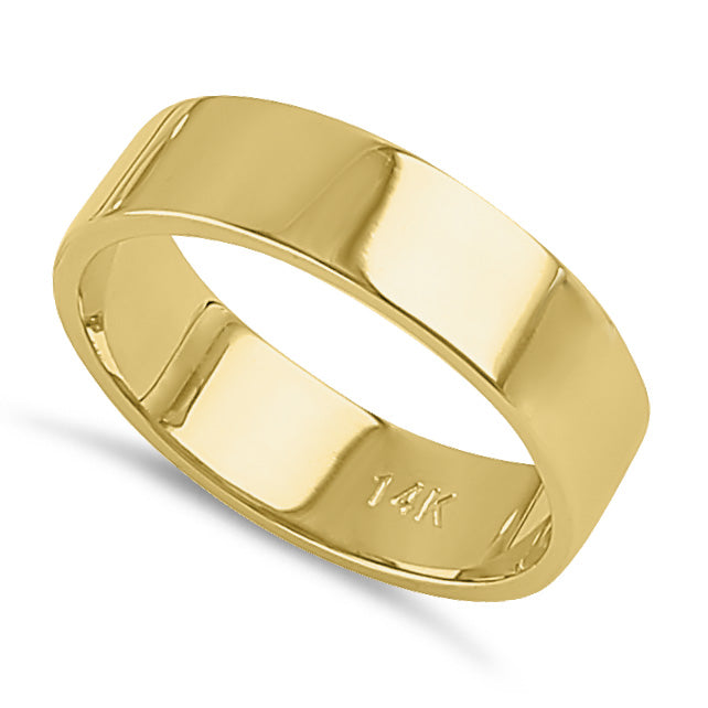 Solid 14K Gold 5mm Flat Wedding Band