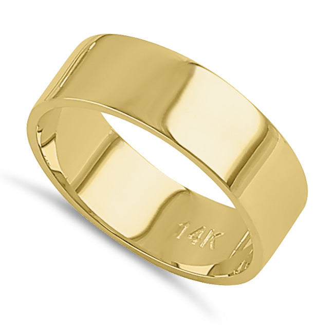 Solid 14K Gold 6mm Flat Wedding Band