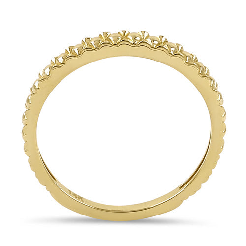 Solid 14K Yellow Gold Diamond Cut Band Ring