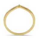 Solid 14K Yellow Gold Beaded Chevron Ring