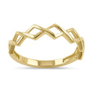 Solid 14K Yellow Gold Crossed Zig Zag Ring