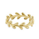 Solid 14K Yellow Gold Elegant Leaf Ring