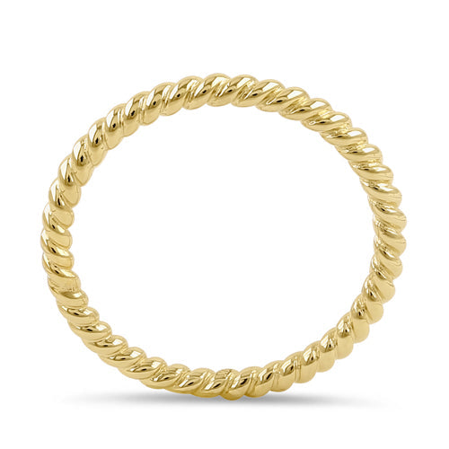 Solid 14K Yellow Gold Stackable Rope Ring