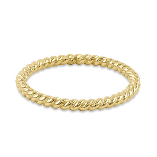 Solid 14K Yellow Gold Stackable Rope Ring