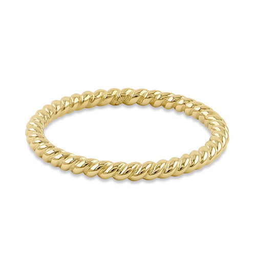 Solid 14K Yellow Gold Stackable Rope Ring