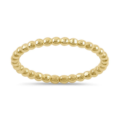 Solid 14K Yellow Gold Stackable Bead Ring