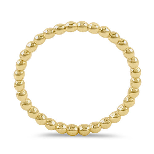 Solid 14K Yellow Gold Stackable Bead Ring