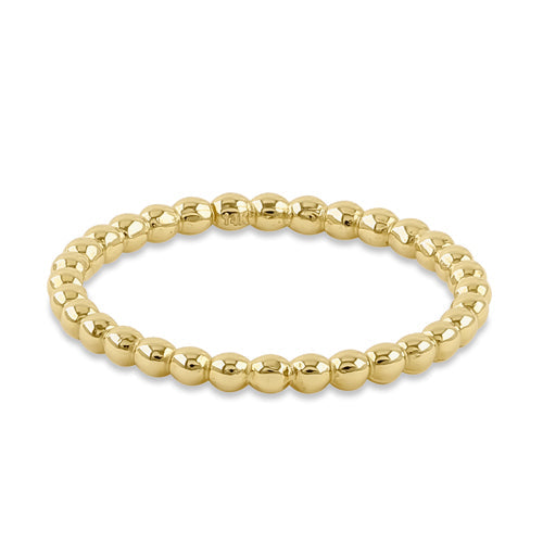 Solid 14K Yellow Gold Stackable Bead Ring