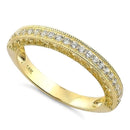Solid 14K Yellow Gold Half Eternity Clear CZ Ring