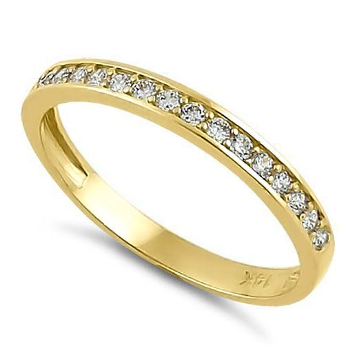 Solid 14K Yellow Gold Half Eternity Wedding Band