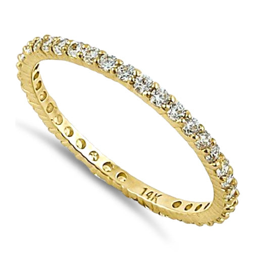 Solid 14K Yellow Gold Eternity CZ Ring