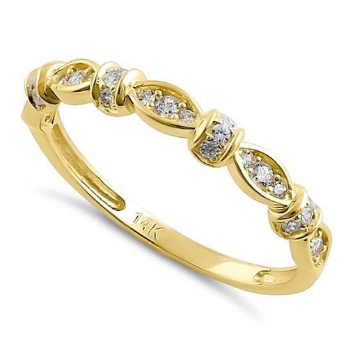 Solid 14K Yellow Gold Half Eternity Round Marquise CZ Ring