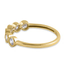 Solid 14K Gold Beaded Half Eternity Round CZ Ring