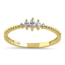 Solid 14K Gold Marquise Clear CZ Engagement Ring