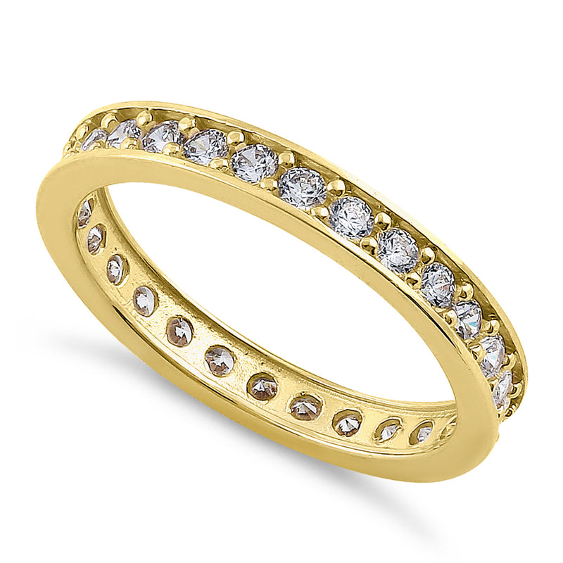 Solid 14K Yellow Gold Channel Eternity CZ Ring