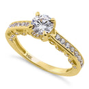 Solid 14K Yellow Gold Elegant Round Cut CZ Engagement Ring