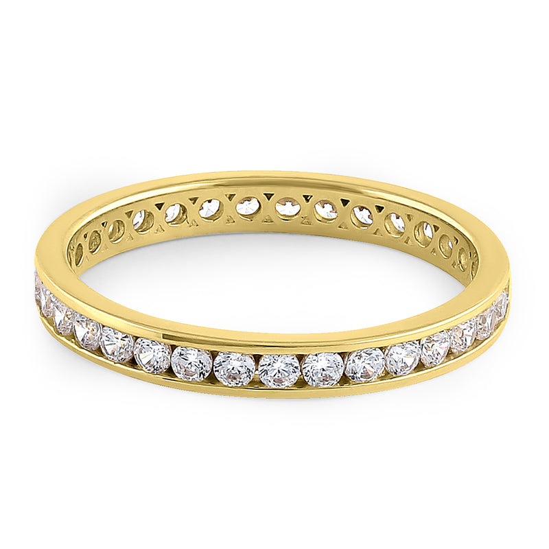 Solid 14K Yellow Gold Channel Eternity CZ Band